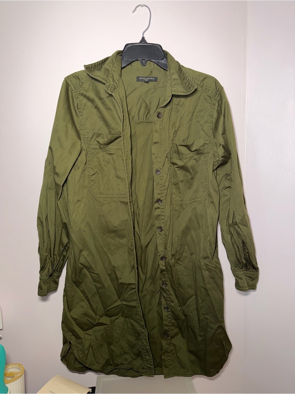 Banana Republic Olive Green Long Utility Shirt Jacket